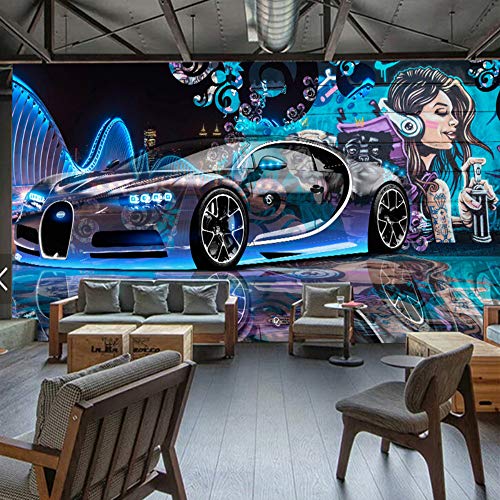 Moderne Kreative Street Graffiti Sportwagen Fototapete Restaurant Clubs KTV Bar 3D Wandbild Wand Papier Papier Peint Enfant, 300 * 210 von Diongrdk wallpaper