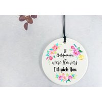 Geschenk Für Tagesmutter/Wenn Kinderpfleger Blumen Wären, Würde Ich Sie Auswählen Floraler Keramikkreis Personalisierte Nachricht Auf Der Rückseite von DiosDesigns