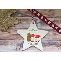 Keramik Hängender Stern/Weihnachtsmann - Familienname Personalisierter Baumschmuck 2021 Dekoration von DiosDesigns