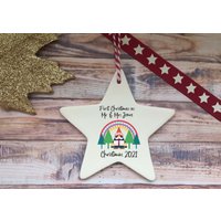 Keramik Sternanhänger/Regenbogen Gonk - First Xmas As Mr & Mrs Personalisierter Baumschmuck 2021 Dekoration von DiosDesigns