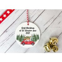 Personalisierter Baumschmuck/First Christmas in Our New Home Rotes Auto Personalisiert von DiosDesigns