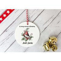 Personalisierter Baumschmuck/Keramik Kreis Erinnerungsschmuck Rotkehlchen in Liebevoller Erinnerung Personalisiert Weihnachtsgeschenk von DiosDesigns