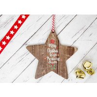 Schwester Weihnachtsgeschenke/Holzstern Zum Aufhängen Dunkles Holz Baum Dekoration Ornament Kugel von DiosDesigns