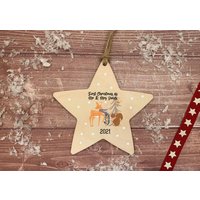 stern Hängedekoration/Waldtiere Erstes Weihnachten Als Mr & Mrs Ornament Personalisierte Christbaumkugel 2021 Helles Holz von DiosDesigns