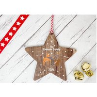 stern Hängedekoration Waldtiere Personalisiert Familie Ornament Christbaumkugel Geschenk Dunkelholz Familiendekoration D2915 von DiosDesigns