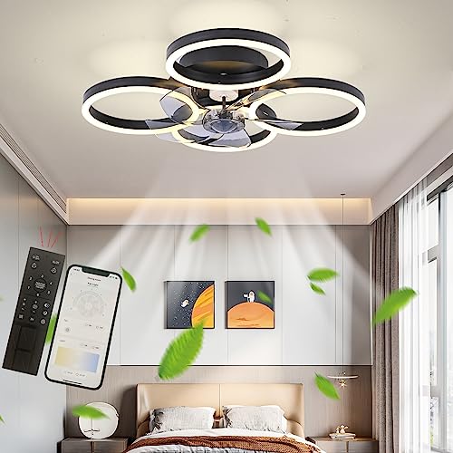 Diossad Deckenventilator mit Beleuchtung,LED Deckenlampe mit Ventilator 64W Deckenleuchte,Fernbedienung und APP-Bedienung,6 Geschwindigkeiten Ventilatorlicht,Leise Deckenventilator Licht (60*60*18cm) von Diossad