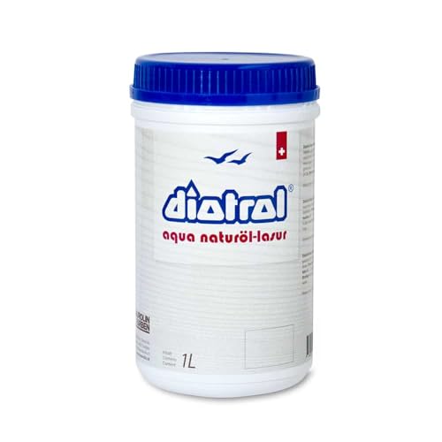 Diotrol Aqua Naturöl-Lasur Teak | 1 Liter Profi Holzlasur wasserbasiert für Außen & Innen | Zweifacher UV-Schutzmechanismus | Frei von Bioziden und VOC | Auch für Kinderspielzeug geeignet von Diotrol