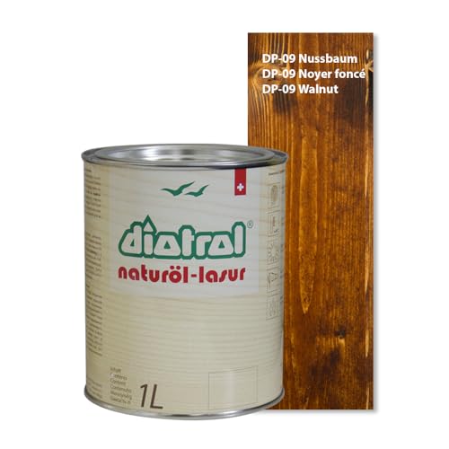 Diotrol Naturöl Lasur 1 Liter Profi Holzlasur Außen wetterfest | Natürliche & umweltfreundliche Lasur für Holz | Premium Holzschutzlasur Nussbaum von Diotrol