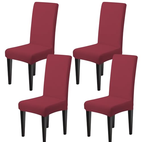 Dioxide Stuhlhussen 4 Stück Elastische Moderne Beschützer Stuhlhussen, Hochzeit Partys Bankett Deko, bi-Elastic Spannbezug, sehr pflegeleicht und langlebig Universal(Bordeaux,4 Stück) von Dioxide