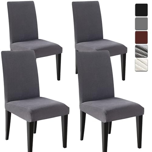 Dioxide Stuhlhussen 4 Stück Elastische Moderne Beschützer Stuhlhussen, Hochzeit Partys Bankett Deko, bi-Elastic Spannbezug, sehr pflegeleicht und langlebig Universal(Grau,4 Stück) von Dioxide