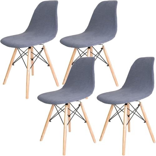 Dioxide Premium Stretch Stuhlhussen 4er Set, Moderne Stretch Stuhlhussen,Universelle Jacquard Stuhlbezüge Waschbar & Abnehmbar für Esszimmer, Hotel, Partys (Dunkelgrau/Dark Grey 4PCS) von Dioxide