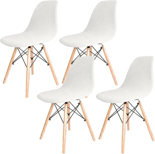 Dioxide Stuhlhussen 4er Set Jacquard Strech Esszimmerstühle Bezug Abnehmbare Waschbar Antirutsch Stuhlbezug Universal Küchenstühle Stuhlabdeckung Husse, Weiß von Dioxide