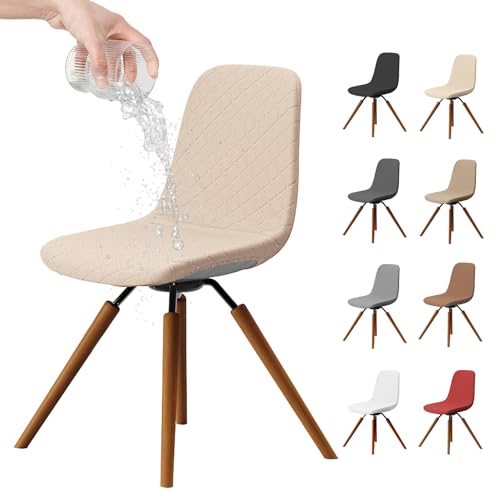 Dioxide Premium Stretch Stuhlhussen 4er Set, Wasserdicht Stuhlbezüge, Moderne Stretch Stuhlhussen,Universelle Jacquard Stuhlbezüge Waschbar & Abnehmbar für Esszimmer, Hotel, Partys (Beige, 4PCS) von Dioxide