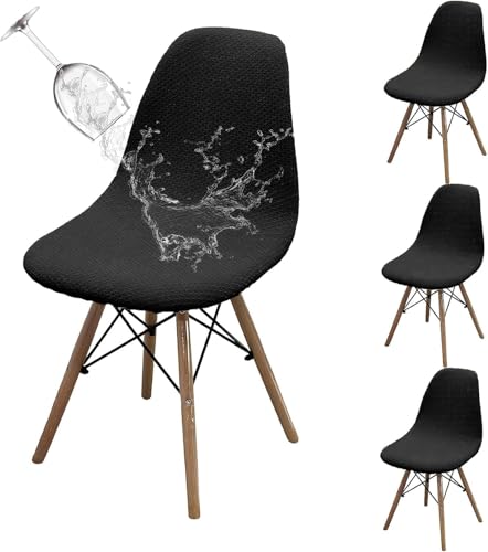 Dioxide Premium Stretch Stuhlhussen 4er Set, Wasserdicht Stuhlbezüge Moderne Stretch Stuhlhussen,Universelle Jacquard Stuhlbezüge Waschbar& Abnehmbar für Esszimmer, Hotel, Partys (Schwarz/Black 4PCS) von Dioxide