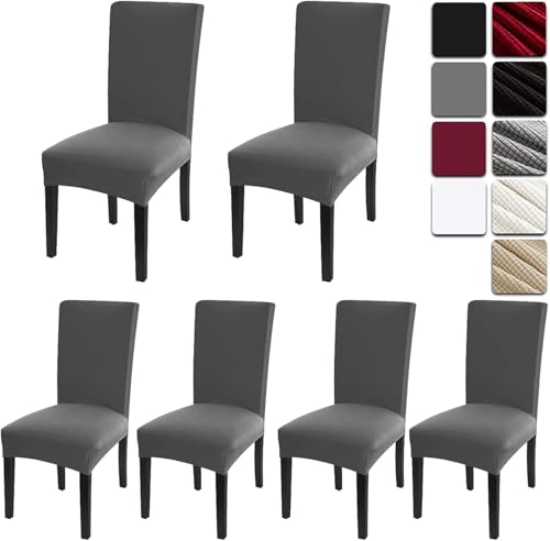 Dioxide Stuhlhussen 6 Stück Elastische Moderne Beschützer Stuhlhussen, Hochzeit Partys Bankett Deko, bi-Elastic Spannbezug, sehr pflegeleicht und langlebig Universal - Grau von Dioxide