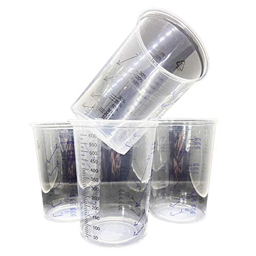 10 Stück Mischbecher 600ml für Epoxidharz Farben Silikon Basteln Transparent Vielfältige Skalierung Mischskala 2:1-3:1-4:1 von Dipoxy