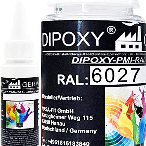 1000g Dipoxy-PMI-RAL 6027 LICHTGRUEN Extrem hoch konzentrierte Basis Pigment Farbpaste Farbmittel für Epoxidharz, Polyesterharz, Polyurethan Systeme, Beton, Lacke, Flüssigfarbe Kunstharz Schmuck von Dipoxy