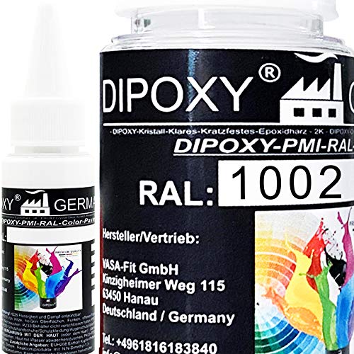 150g Dipoxy-PMI-RAL 1002 SANDGELB Extrem hoch konzentrierte Basis Pigment Farbpaste Farbmittel für Epoxidharz, Polyesterharz, Polyurethan Systeme, Beton, Lacke, Flüssigfarbe Kunstharz Schmuck 150g Dipoxy-PMI-RAL 1002 SANDGELB Extrem hoch konzentrierte Basis Pigment Farbpaste Farbmittel für Epoxidharz, Polyesterharz, Polyurethan Systeme, Beton, Lacke, Flüssigfarbe Kunstharz Schmuck von Dipoxy