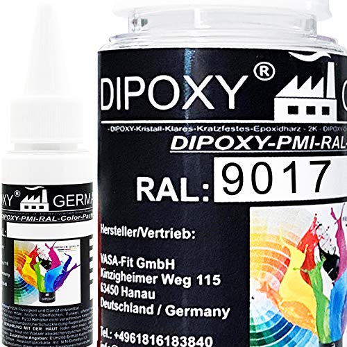 150g Dipoxy-PMI-RAL 9017 VERKEHRSSCHWARZ Extrem hoch konzentrierte Basis Pigment Farbpaste Farbmittel für Epoxidharz, Polyesterharz, Polyurethan Systeme, Beton, Lacke, Flüssigfarbe Kunstharz Schmuck von Dipoxy