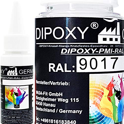 25g Dipoxy-PMI-RAL 9017 VERKEHRSSCHWARZ Extrem hoch konzentrierte Basis Pigment Farbpaste Farbmittel für Epoxidharz, Polyesterharz, Polyurethan Systeme, Beton, Lacke, Flüssigfarbe Kunstharz Schmuck von Dipoxy
