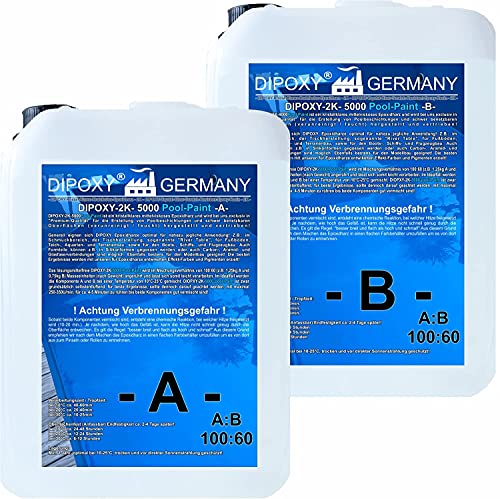 Dipoxy 2K-5000 Epoxidharz Pool Paint 40,0kg (A 25,0kg +B 15,0kg) +2,0kg Hellelfenbein 1015 von Dipoxy