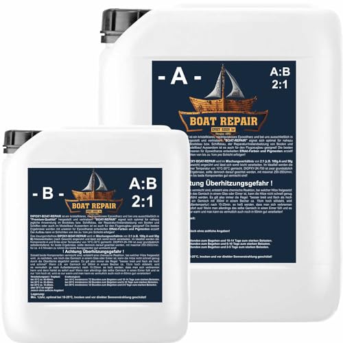 Epoxidharz Boat Repair 12kg resin epoxy Laminierharz Boot-Reparatur, Bootsbau, KFZ, Flugzeugbau, Modellbau, Formenbau, Auto GFK Prototyping 2K Harz & Härter EP transparent,geruchsarm UV Stab.Dipoxy Epoxidharz Boat Repair 12kg resin epoxy Laminierharz Boot-Reparatur, Bootsbau, KFZ, Flugzeugbau, Modellbau, Formenbau, Auto GFK Prototyping 2K Harz & Härter EP transparent,geruchsarm UV Stab.Dipoxy von Dipoxy