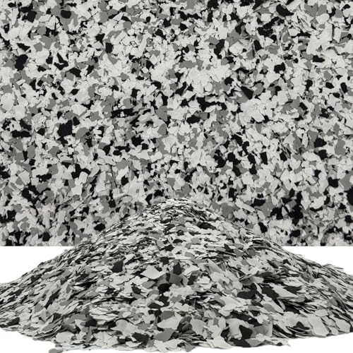 Epoxidharz Farbchips Bodenbeschichtung Garage Boden Chips Schwarz/Weiß/Grau 5kg von Dipoxy
