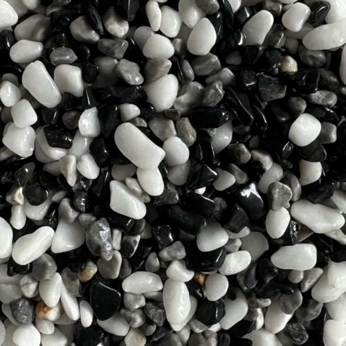 Steinteppich Epoxidharz Set Innen & Außen (ca. 224kg / 16-20m²) | 16 Farben | 200kg 2-4mm Marmorkies + 24L, 2K Epoxidharz Bindemittel | Für Balkon, Terrasse, Treppen, Garage (Bianco Grigio Nero) von Dipoxy