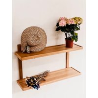 Weiß Eiche Holz Regal Für Schlafzimmer, Doppel-Küchen-Wand-Regale Benutzerdefinierte, Doppel-Wand-Bücher Regale Regal, Quilt Hängenden Wandregal von DirdinoWoodStudio