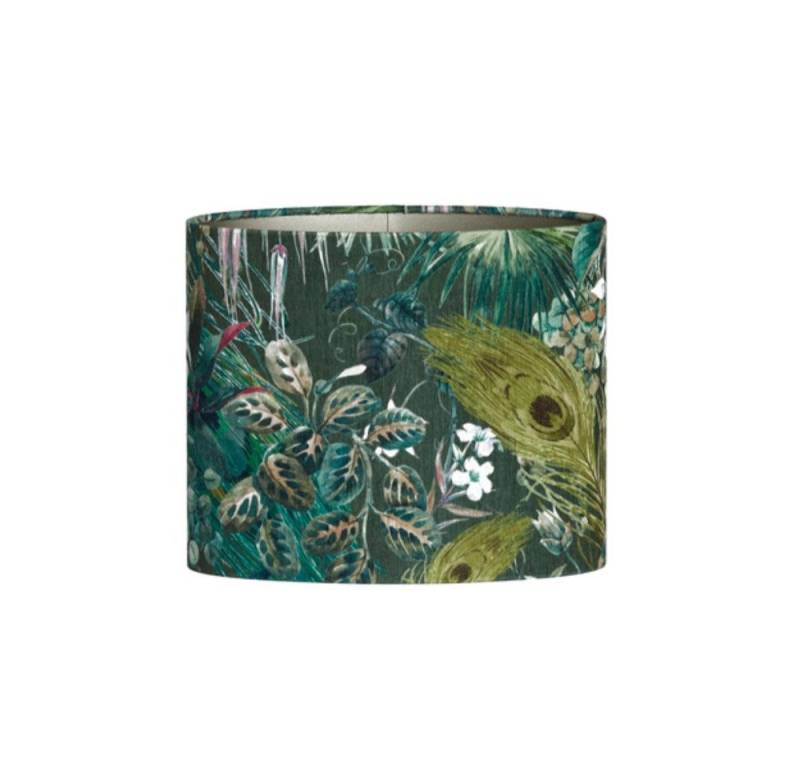 Dirk Davids Leuchten GmbH Lampenschirm Lampenschirm Oval in Velours mit Floralen Motiven in Grün 45-45-32, Florales Design von Dirk Davids Leuchten GmbH