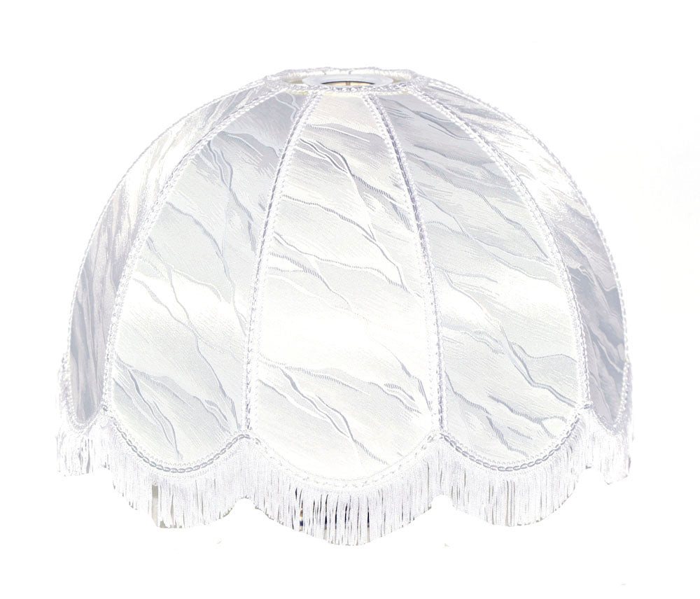 Dirk Davids Leuchten GmbH Lampenschirm Lampenschirm Pendelschirm Retro Leinen Struktur Weiß Franse 40-12-25 von Dirk Davids Leuchten GmbH