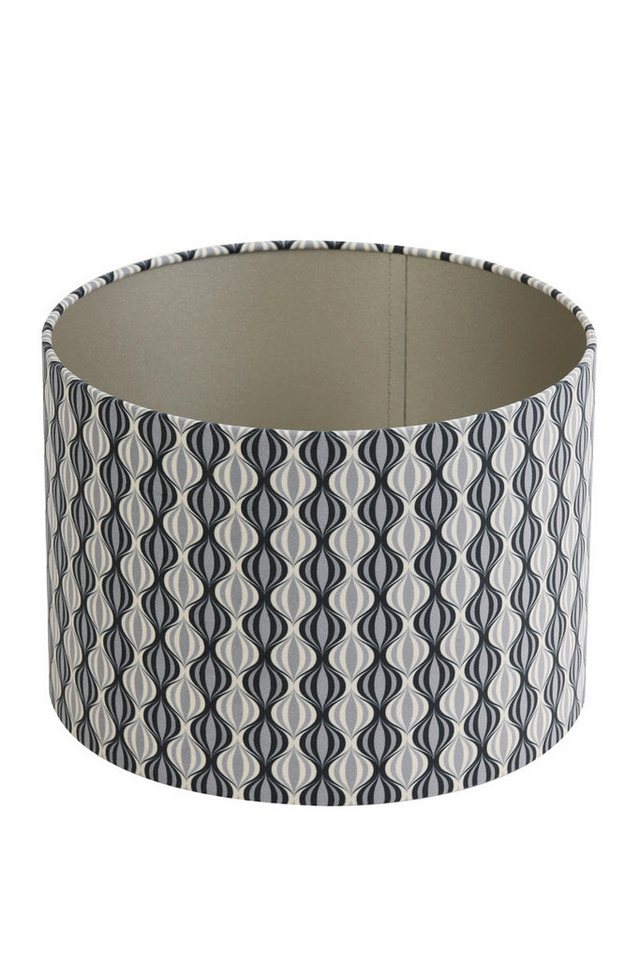 Dirk Davids Leuchten GmbH Lampenschirm Lampenschirm Zylinder Grau Schwarz Gemustert 35-35-30cm, Edler Chintz Stoff von Dirk Davids Leuchten GmbH