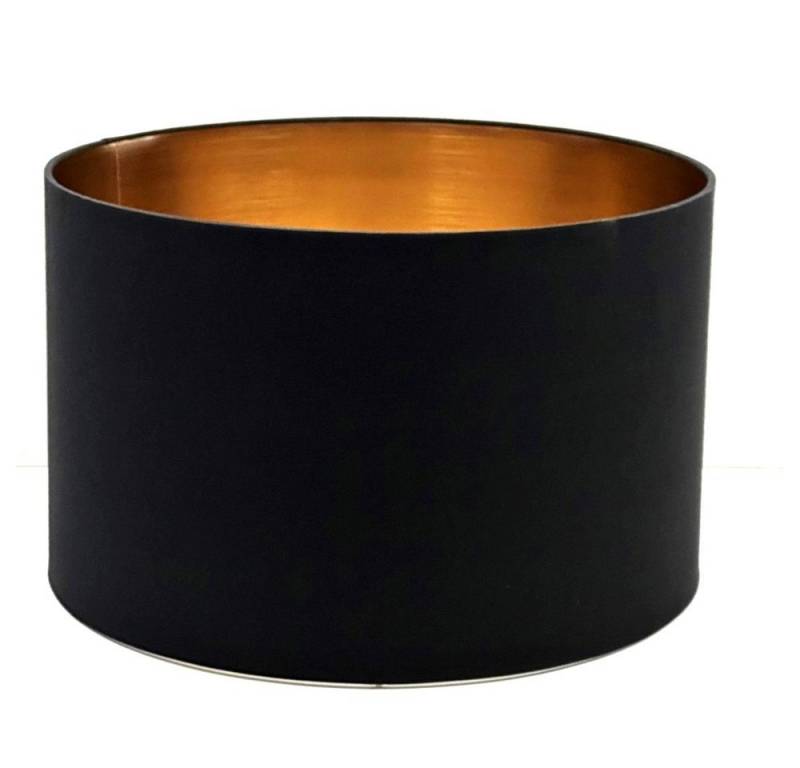 Dirk Davids Leuchten GmbH Lampenschirm Lampenschirm Zylinder in Leinen Schwarz innen Kupfer für 40-40-25cm, Kupfer-Innenseite von Dirk Davids Leuchten GmbH