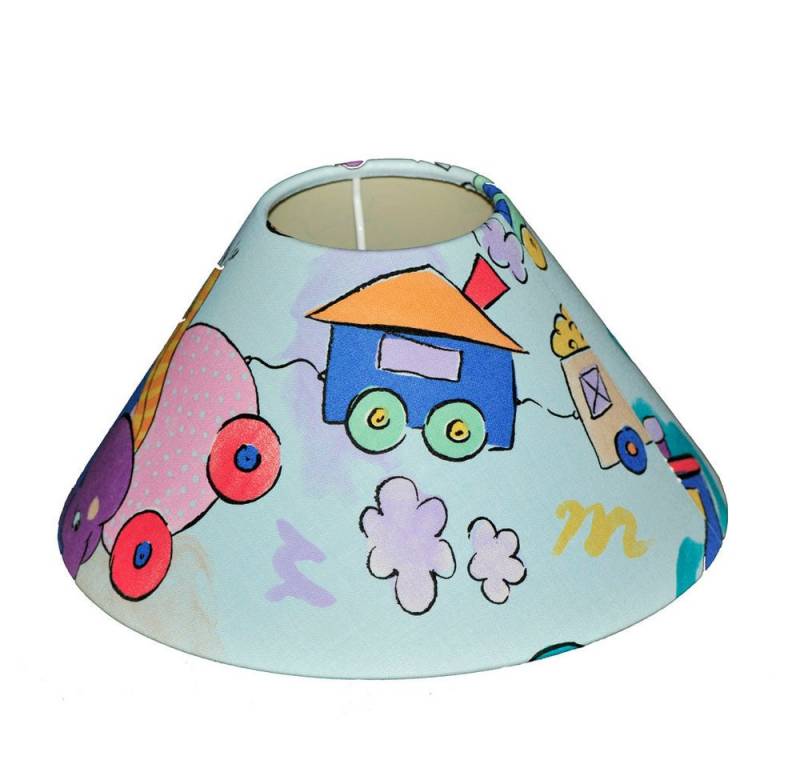 Dirk Davids Leuchten GmbH Lampenschirm Lampenschirm in Rund Kindermotive Blau Rot Gelb TL 25-9-15cm, Kindermotive von Dirk Davids Leuchten GmbH