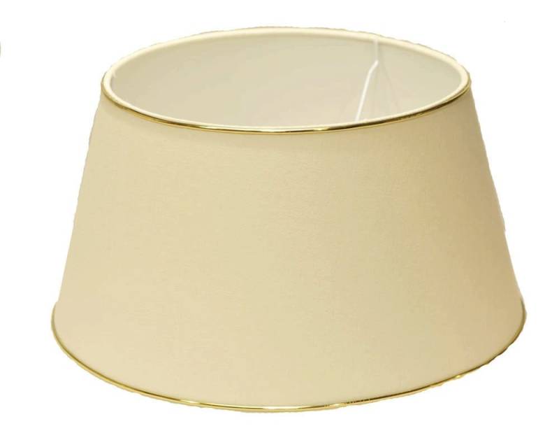Dirk Davids Leuchten GmbH Lampenschirm Lampenschirm in Rund Leinen Beige mit Goldprofil 20-15-13cm, Edler Leinenstoff mit Goldprofil von Dirk Davids Leuchten GmbH