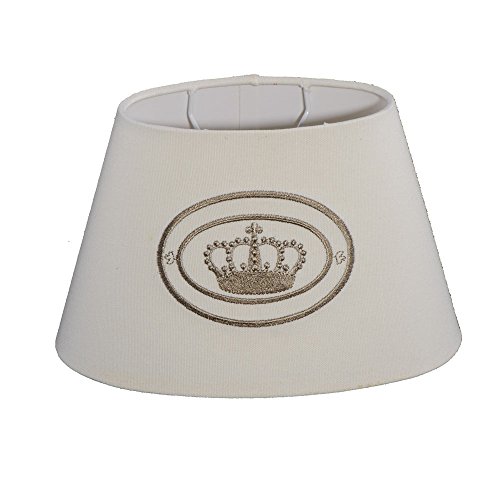 Dirk Davids Leuchten GmbH Lampenschirm für Tischleuchte in Oval Leinen Beige gestickte Krone in Braun Wandleuchte Nachttischlampe von Dirk Davids Leuchten GmbH