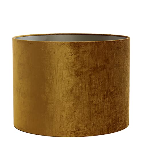 Lampenschirm Zylinder in Velours Gold für Tischleuchte Standlampe Hängelampe 35-35-30 von Dirk Davids Leuchten GmbH