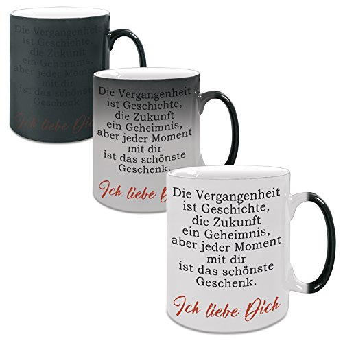 Dirndljäger Farbwechseltasse mit Motiv Modell: Die Vergangenheit ist Geschichte (Black) von Dirndljäger