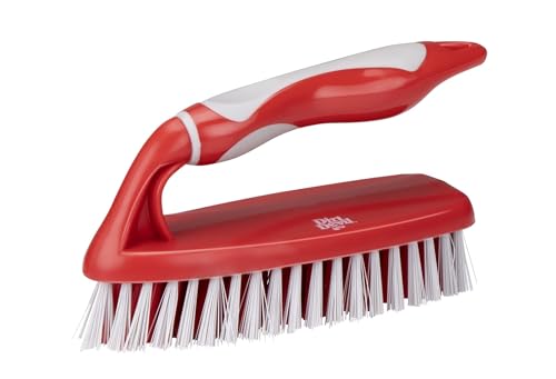Dirt Devil Reinigungsset 6-teilig – Spülbürste/Handschrubber/weicher Besen mit Stiel/Kehrschaufel und Schaufel – Rot/Grau von Dirt Devil