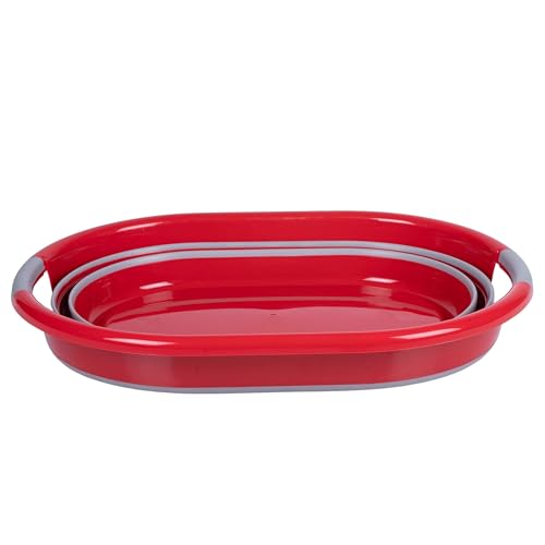 Dirt Devil Faltbarer Wäschekorb - 27 L - 60 x 45 x 30 cm - Gefaltet 10 cm hoch - Rot/Grau von Dirt Devil
