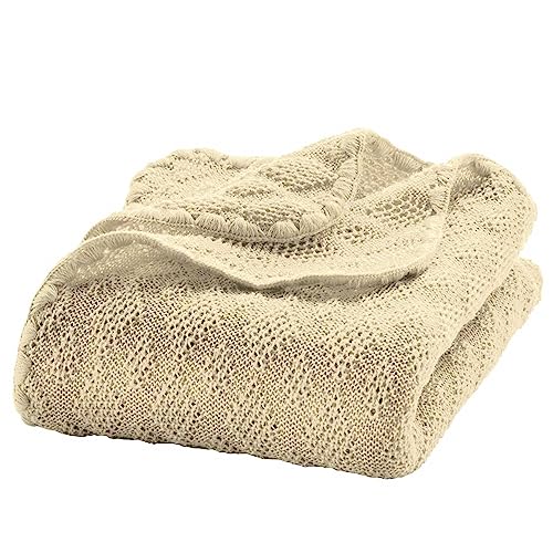 Disana WOLL-BABYDECKE, 100% Bio-Merinowolle GOTS, IVN Best | kuschelweiche Strickdecke mit Ajourmuster | Newborn Baby Kleinkind Kind Unisex | Baby Erstausstattung | Made in Germany | Natur von Disana