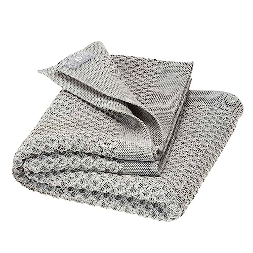 Disana WABEN-STRICKDECKE, 100% Bio-Merinowolle GOTS, IVN Best | kuschelweiche Decke mit Wabenmuster | Newborn Baby Kleinkind Kind Unisex | Baby Erstausstattung | Made in Germany | Grau von Disana