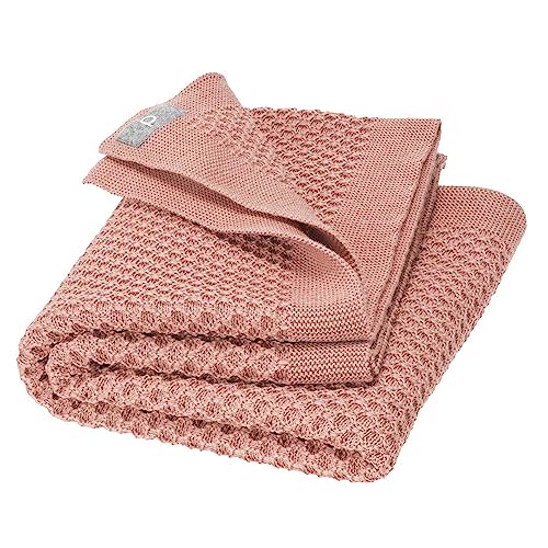 Disana WABEN-STRICKDECKE, 100% Bio-Merinowolle GOTS, IVN Best | kuschelweiche Decke mit Wabenmuster | Newborn Baby Kleinkind Kind Unisex | Baby Erstausstattung | Made in Germany | Rosé von Disana