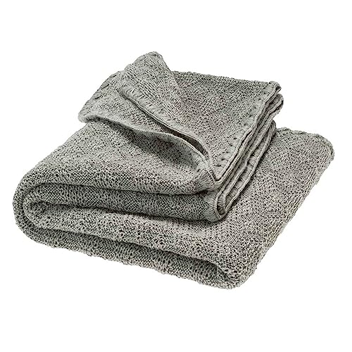 Disana WOLL-BABYDECKE, 100% Bio-Merinowolle GOTS, IVN Best | kuschelweiche Strickdecke mit Ajourmuster | Newborn Baby Kleinkind Kind Unisex | Baby Erstausstattung | Made in Germany | Grau von Disana