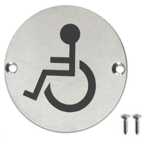 Edelstahl Türschild Behinderte Weniger Able WC Symbol 75 mm von Discount Hardware UK