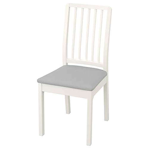 DiscountSeller EKEDALENChair, weiß, Ramna hellgrau, 43 x 51 x 95 cm, langlebig und pflegeleicht, Polsterstühle, Esszimmerstühle, Möbel, umweltfreundlich von DiscountSeller