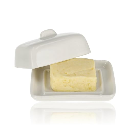 Butterdose mit Deckel – Keramik – Weiße Butterdose – Butterdose – Mini Butterklingel – 8x7x4 cm – Porzellan Butter Dish – Für Kühlschrank und Tisch Butterdose mit Deckel – Keramik – Weiße Butterdose – Butterdose – Mini Butterklingel – 8x7x4 cm – Porzellan Butter Dish – Für Kühlschrank und Tisch von Discountershop