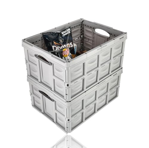 Faltbare Faltbox - Grau, 35 kg Tragfähigkeit - Faltbox Stapelbar mit Griffen - 45L Fassungsvermögen - 2er Set Faltbare Faltbox - Grau, 35 kg Tragfähigkeit - Faltbox Stapelbar mit Griffen - 45L Fassungsvermögen - 2er Set von Discountershop
