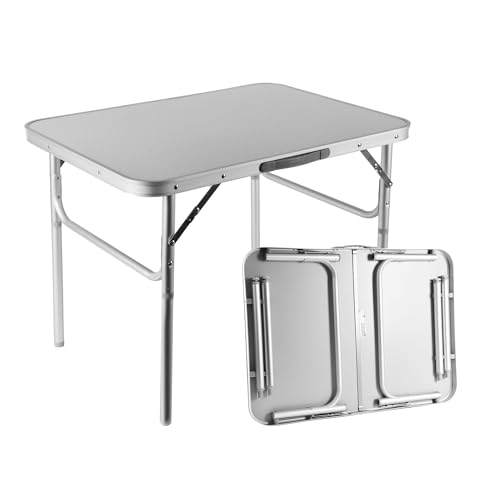 Gartentisch klappbar | Wetterfester Aluminium und Kunststoff | Camping Klapptisch für 1-2 Personen | Grau Campingtisch mit verstellbarer Höhe von 2 Positionen | 30 kg Fassungsvermögen | 75x55x60 cm von Discountershop