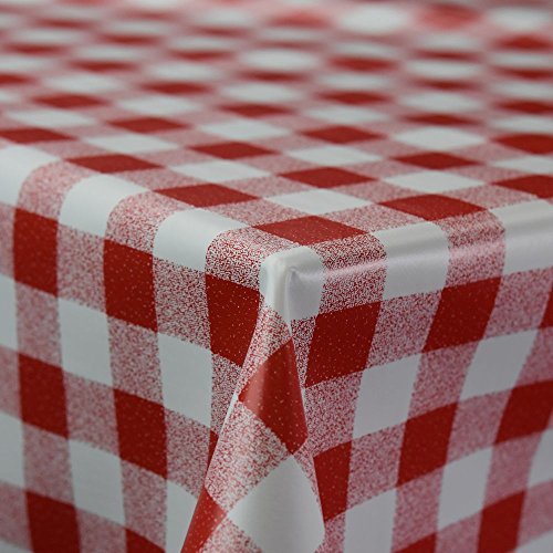 Gingham Rot abwischbare PVC-Tischdecke, Vinyl, Cover Protector in Breite 140 cm – Meterware von Discover Direct